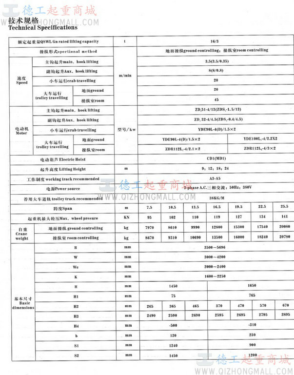 QD吊钩桥式起重机 